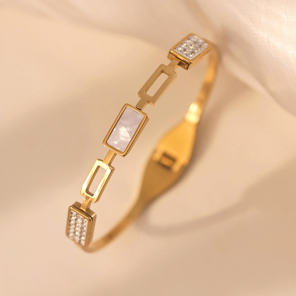 18k gold high-end minimalist women's gold titanium steel non fading jewelry titanium steel bracelet