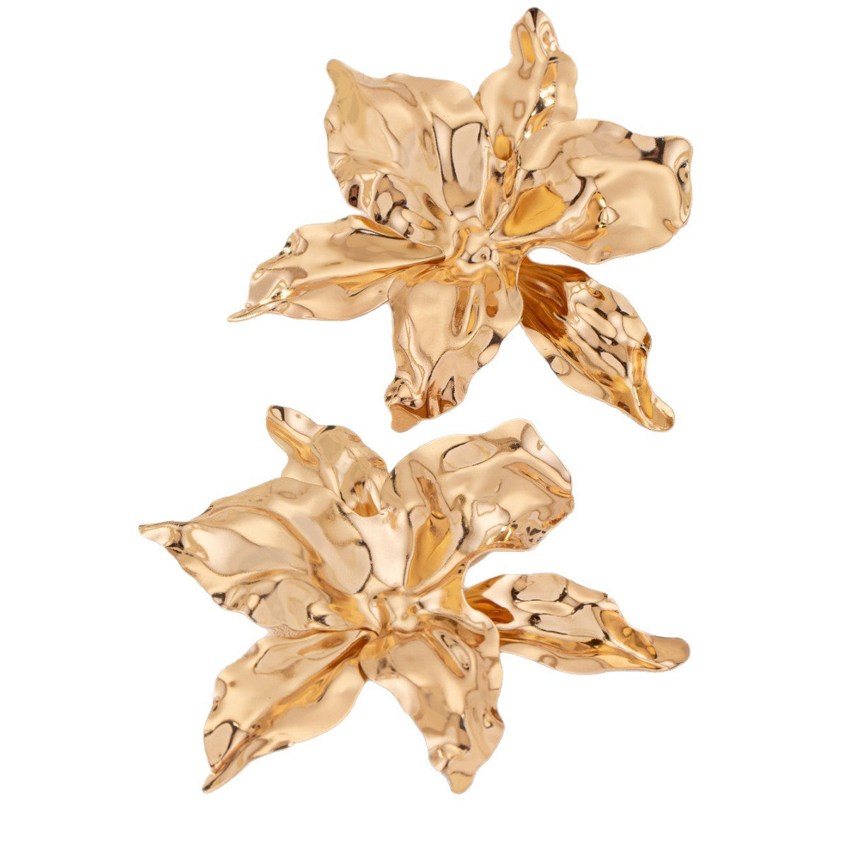 European and American exaggerated pleated three-dimensional large flower bracelet, earring ring, simple and fashionable women's set