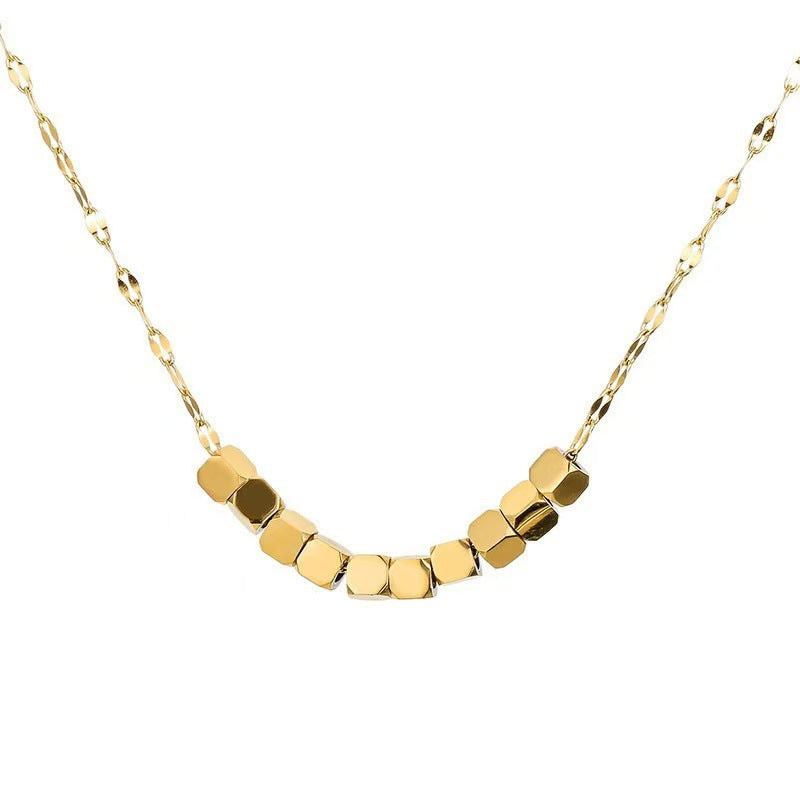 Paired with a gold small square necklace for women in the spring and summer of 2025, this is a light luxury niche design with a high-end titanium steel feel