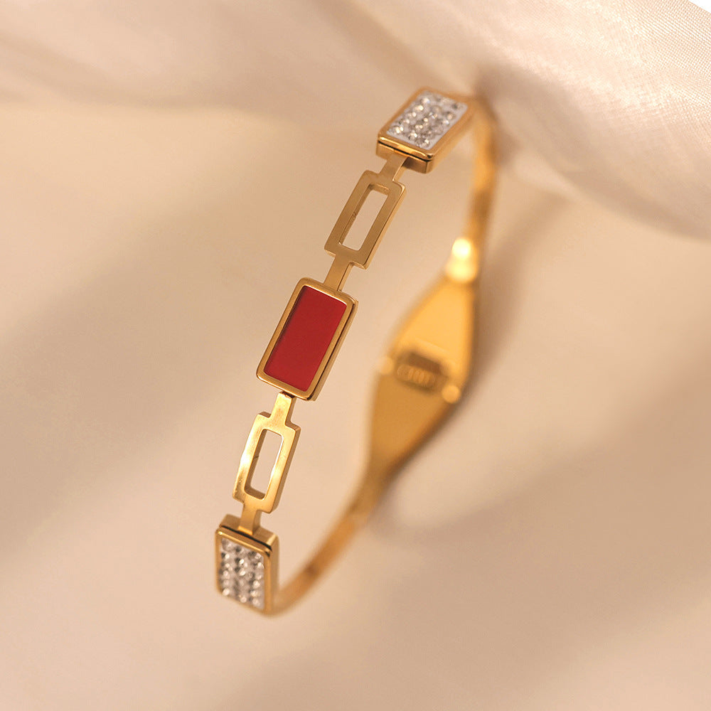 18k gold high-end minimalist women's gold titanium steel non fading jewelry titanium steel bracelet